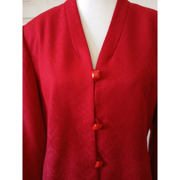Vtg Laura Scott Womens red blazer with a floral pattern 12 Buttons Old Money - Picture 7 of 16